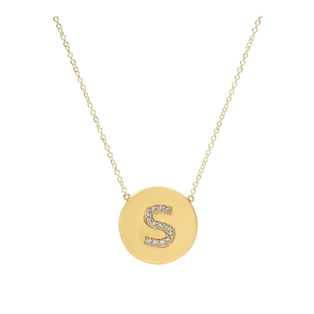 Jennifer Meyer Diamond Disc Initial Necklace - “S”